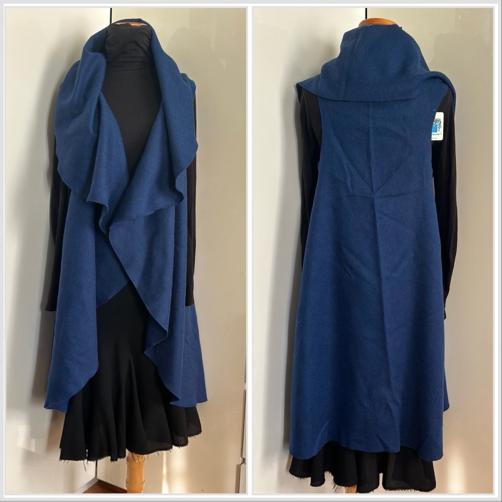 NWT Portolano 100% Wool Ruana Wrap Vest Shawl  OS